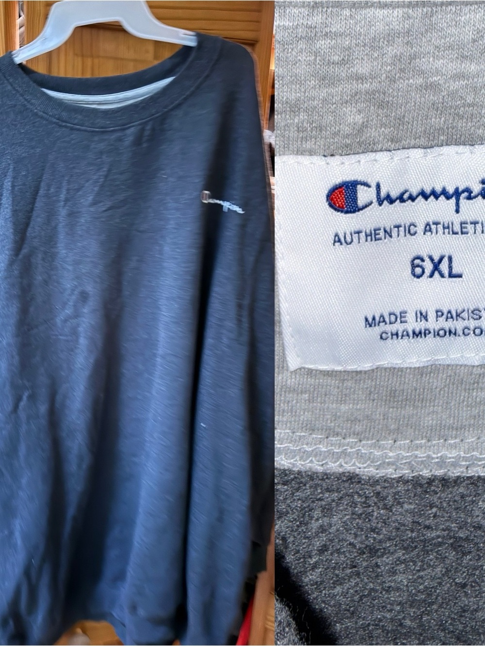 Champion Black Crewneck Sweatshirt with Small Logo Big and Tall